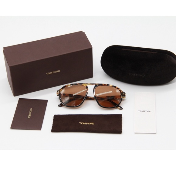 NEW TOM FORD HARRISON TF755 56E AVIATOR SUNGLASSES TOM FORD TF755/S BROWN - Picture 10 of 10